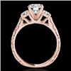 Image 2 : 1.35 CTW H-SI/I Certified Diamond 3 Stone Ring 10K Rose Gold - REF-174W5F - 35431