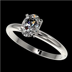 1 CTW Certified VS/SI Quality Oval Diamond Solitaire Ring 10K White Gold - REF-297A2X - 32894