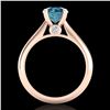 Image 4 : 1.6 CTW Intense Blue Diamond Solitaire Engagement Art Deco Ring 18K Rose Gold - REF-289T3M - 38217