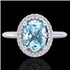 2 CTW Sky Blue Topaz & Micro VS/SI Diamond Ring Solitaire Halo 18K White Gold - REF-48K8W - 21004