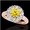 Image 1 : 2.09 CTW Certified Si/I Fancy Intense Yellow Diamond Solitaire Halo Ring 10K Rose Gold - REF-250M9H 