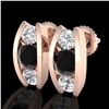 2.18 CTW Fancy Black Diamond Solitaire Art Deco Stud Earrings 18K Rose Gold - REF-180N2Y - 37766