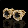 1.51 CTW Fancy Black Diamond Solitaire Art Deco Stud Earrings 18K Yellow Gold - REF-89T3M - 37963