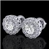 1.32 CTW VS/SI Diamond Solitaire Art Deco Stud Earrings 18K White Gold - REF-245F5N - 37052