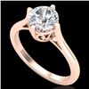 1.25 CTW VS/SI Diamond Solitaire Art Deco Ring 18K Rose Gold - REF-490N9Y - 37227