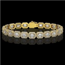 14.57 CTW Emerald Cut Diamond Designer Bracelet 18K Yellow Gold - REF-3045T6M - 42664