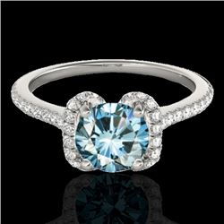 1.33 CTW Si Certified Fancy Blue Diamond Solitaire Halo Ring 10K White Gold - REF-163N5Y - 33294