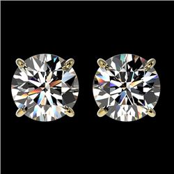 2.07 CTW Certified H-SI/I Quality Diamond Solitaire Stud Earrings 10K Yellow Gold - REF-285F2N - 366