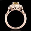 Image 4 : 1.2 CTW Intense Fancy Yellow Diamond Engagement Art Deco Ring 18K Rose Gold - REF-290W9F - 37834