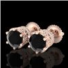 2.04 CTW Fancy Black Diamond Solitaire Art Deco Stud Earrings 18K Rose Gold - REF-89N3Y - 38095