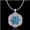 1.01 CTW Fancy Intense Blue Diamond Solitaire Art Deco Necklace 18K White Gold - REF-136Y4K - 37971