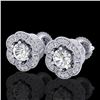 1.51 CTW VS/SI Diamond Solitaire Art Deco Stud Earrings 18K White Gold - REF-263A6X - 37106