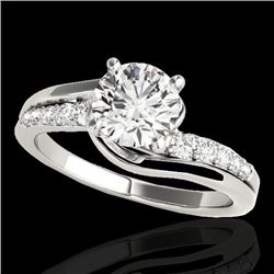 1.31 CTW H-SI/I Certified Diamond Bypass Solitaire Ring 10K White Gold - REF-156Y4K - 35117