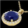 2 CTW Sapphire & Halo VS/SI Diamond Micro Pave Necklace 18K Yellow Gold - REF-44H2A - 21576
