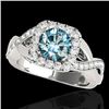 1.65 CTW Si Certified Fancy Blue Diamond Solitaire Halo Ring 10K White Gold - REF-181F3N - 33312