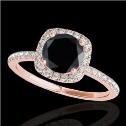 1.5 CTW Certified VS Black Diamond Solitaire Halo Ring 10K Rose Gold - REF-60Y4K - 33338