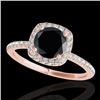1.5 CTW Certified VS Black Diamond Solitaire Halo Ring 10K Rose Gold - REF-60Y4K - 33338