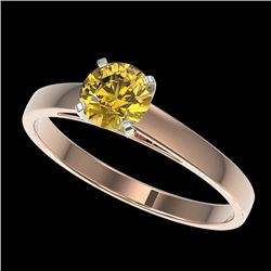 0.74 CTW Certified Intense Yellow SI Diamond Solitaire Engagement Ring 10K Rose Gold - REF-92H5A - 3