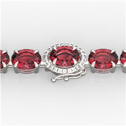 17.25 CTW Pink Tourmaline & VS/SI Diamond Micro Halo Bracelet 14K White Gold - REF-218N2Y - 40241