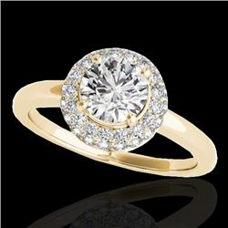 1.43 CTW H-SI/I Certified Diamond Solitaire Halo Ring 10K Yellow Gold - REF-169X3T - 33663