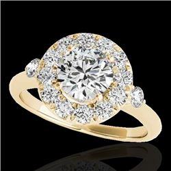 1.5 CTW H-SI/I Certified Diamond Solitaire Halo Ring 10K Yellow Gold - REF-180N2Y - 33456