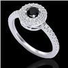 Image 2 : 0.80 CTW Micro VS/SI Diamond Designer Ring 18K White Gold - REF-59W5F - 20893