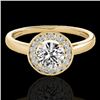 Image 1 : 1.15 CTW H-SI/I Certified Diamond Solitaire Halo Ring 10K Yellow Gold - REF-152X8T - 33465