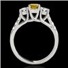 Image 2 : 3.25 CTW Certified Si/I Fancy Intense Yellow Diamond 3 Stone Ring 10K White Gold - REF-394T5M - 3545