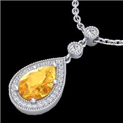 2.25 CTW Citrine & Micro Pave VS/SI Diamond Necklace 18K White Gold - REF-46T2M - 23130