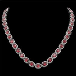 49.46 CTW Tourmaline & Diamond Halo Necklace 10K White Gold - REF-763F6N - 40571