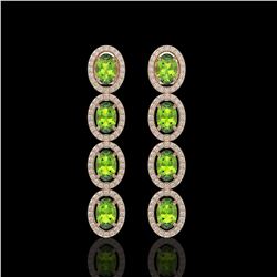 5.88 CTW Peridot & Diamond Halo Earrings 10K Rose Gold - REF-112H5A - 40530