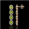 Image 2 : 5.88 CTW Peridot & Diamond Halo Earrings 10K Rose Gold - REF-112H5A - 40530