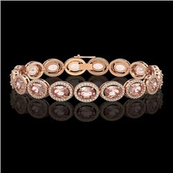 20.18 CTW Morganite & Diamond Halo Bracelet 10K Rose Gold - REF-377F3N - 40614