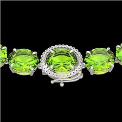 148 CTW Peridot & VS/SI Diamond Halo Micro Solitaire Necklace 14K White Gold - REF-913F8N - 22307