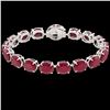 Image 2 : 75 CTW Ruby & Micro Pave VS/SI Diamond Halo Bracelet 14K White Gold - REF-457M8H - 22275