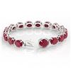 Image 4 : 75 CTW Ruby & Micro Pave VS/SI Diamond Halo Bracelet 14K White Gold - REF-457M8H - 22275