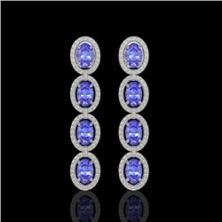 6.09 CTW Tanzanite & Diamond Halo Earrings 10K White Gold - REF-122T2M - 40511