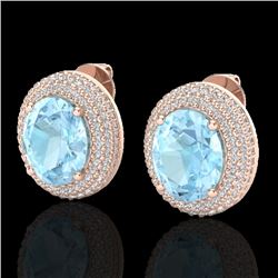 8 CTW Aquamarine & Micro Pave VS/SI Diamond Earrings 14K Rose Gold - REF-208N2Y - 20214