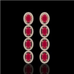 6.47 CTW Ruby & Diamond Halo Earrings 10K Rose Gold - REF-114K2W - 40506