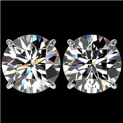 5 CTW Certified H-SI/I Quality Diamond Solitaire Stud Earrings 10K White Gold - REF-1740A2X - 33142