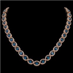 55.41 CTW London Topaz & Diamond Halo Necklace 10K Rose Gold - REF-576T2M - 40590