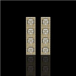 5.31 CTW Princess Diamond Designer Earrings 18K Yellow Gold - REF-978X4T - 42640