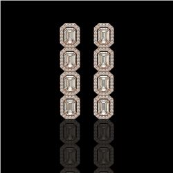 5.33 CTW Emerald Cut Diamond Designer Earrings 18K Rose Gold - REF-1125X6T - 42666