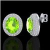 Image 2 : 9 CTW Peridot & Micro Pave VS/SI Diamond Earrings 18K White Gold - REF-186W8F - 20230