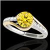 Image 1 : 1.25 CTW Certified Si Intense Yellow Diamond Solitaire Ring 10K White & Yellow Gold - REF-156T2M - 3