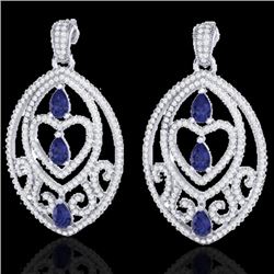 7 CTW Tanzanite & Micro Pave VS/SI Diamond Heart Earrings 18K White Gold - REF-381N8Y - 21163