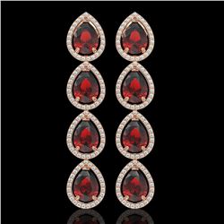 9.25 CTW Garnet & Diamond Halo Earrings 10K Rose Gold - REF-151K3W - 41328