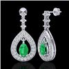 Image 2 : 2.25 CTW Emerald & Micro Pave VS/SI Diamond Earrings Designer 14K White Gold - REF-105M5H - 23151