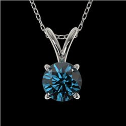 0.53 CTW Certified Intense Blue SI Diamond Solitaire Necklace 10K White Gold - REF-51X2T - 36728