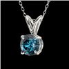 Image 2 : 0.53 CTW Certified Intense Blue SI Diamond Solitaire Necklace 10K White Gold - REF-51X2T - 36728